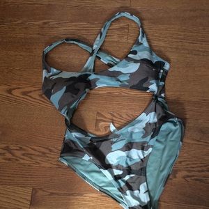 Camo cut out bathing suit